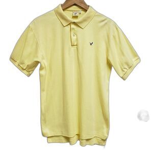 Flying Scotsman Shirt Mens Sz L Yellow Cotton Polo Short Slv Golf Office Casual